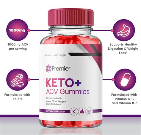 Premier keto acv gummies - Sep 7, 2023 · If you are looking for a keto-friendly supplement that can boost your metabolism, support your weight loss goals, and taste delicious, you might want to check out Premier Keto ACV Gummies. These gummies are formulated with apple cider vinegar, pomegranate, beet juice, and vitamin B12 to provide you with 2000 mg of keto power per serving. They are vegan, non-GMO, and made in the USA. Don't miss ... 